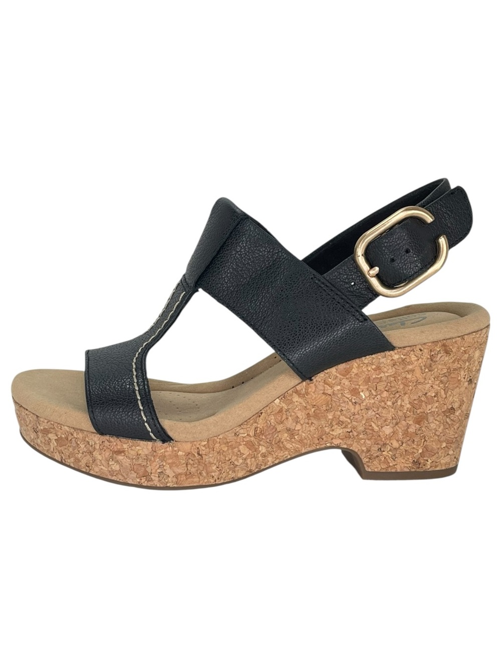 Clarks Giselle Style Black Leather Slingback Womens Platform Sandals Size 6M - Picture 3 of 12